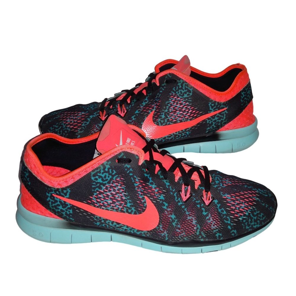 Nike Free 5.0 Tr Fit 5 SZ 11 Womens Trainer/Runner Shoes Blk/Teal/Coral MSRP 189